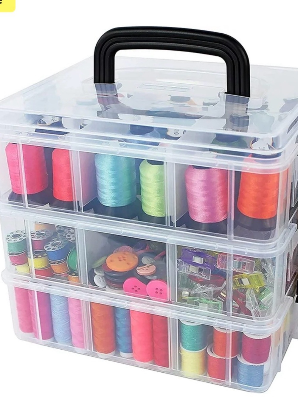 Clear Stackable Storage Organizer with Black Handle - Clear